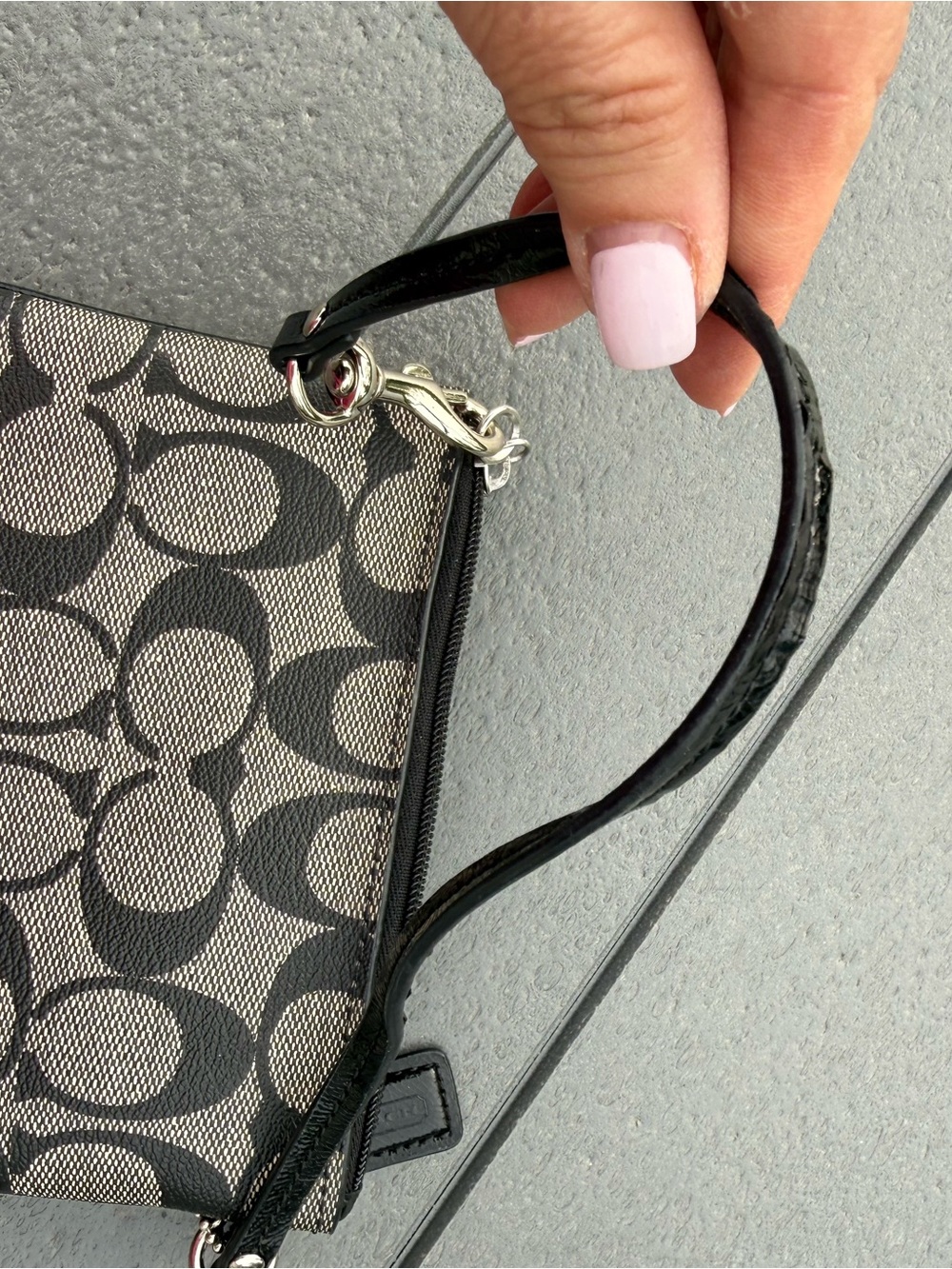 Coach Black & Gray Signature Canvas Wristlet - Picture 7 of 7
